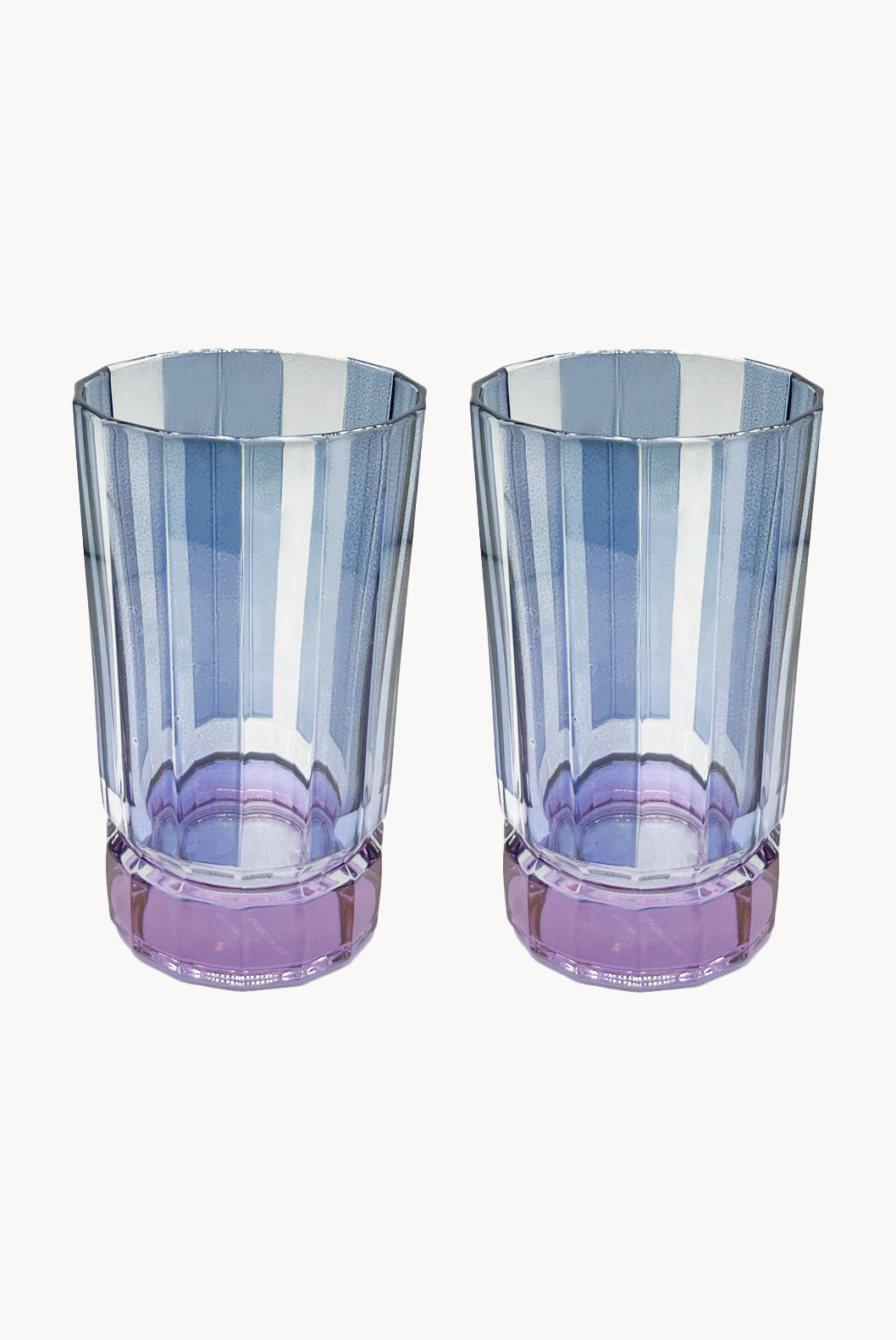 Striped Blue Set Of Two Large Duccio Tumbler With Purple Base