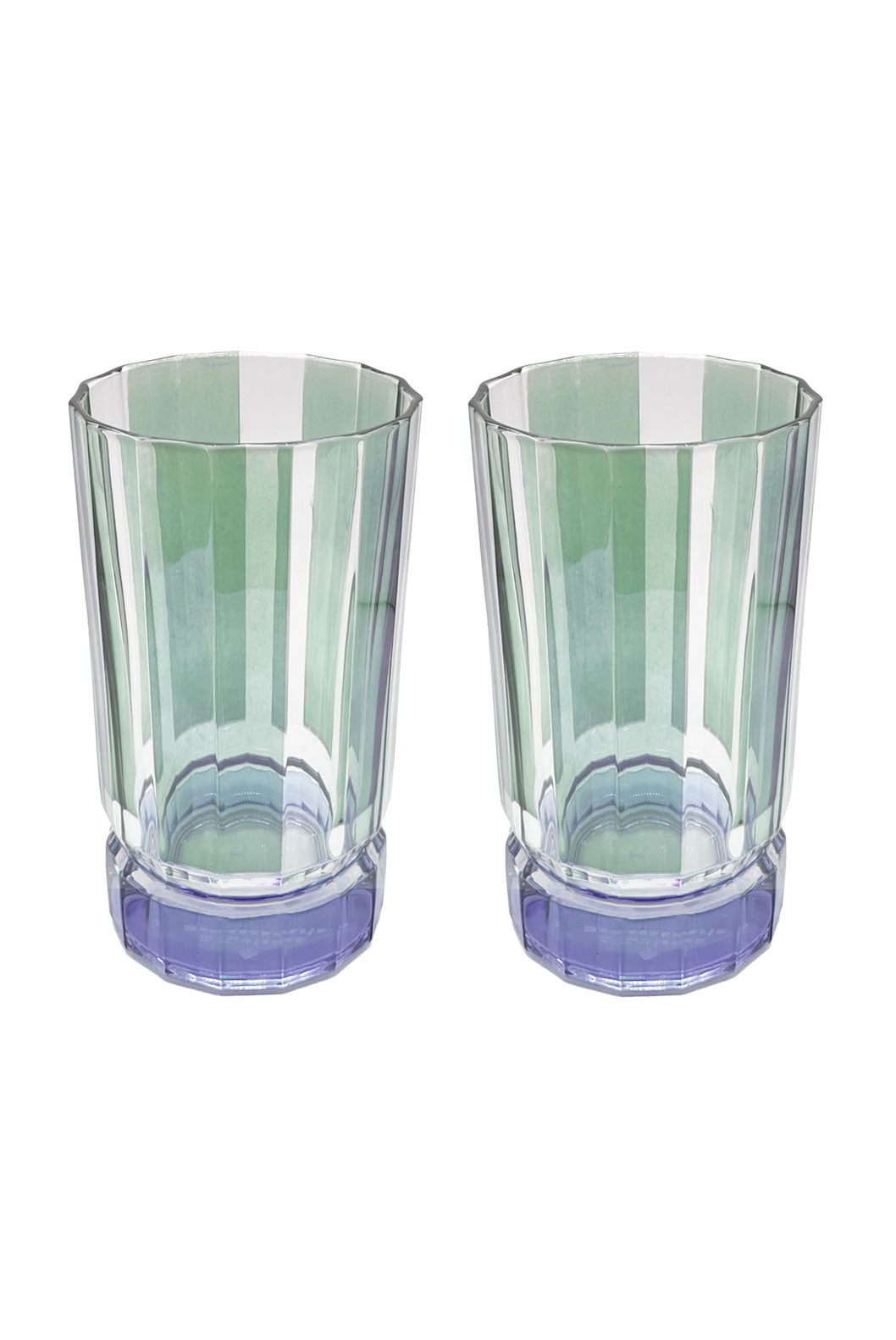 Striped Green Set Of Two Large Duccio Tumbler With Blue Base