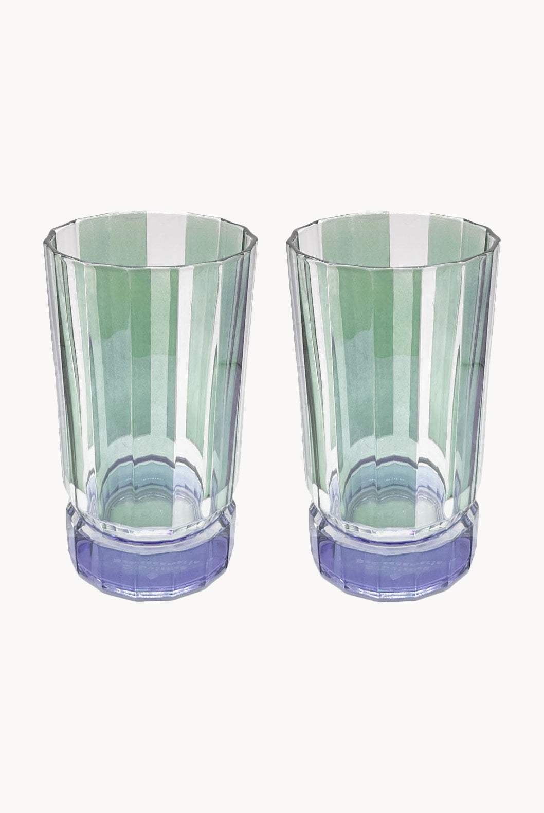 Striped Green Set Of Two Large Duccio Tumbler With Blue Base