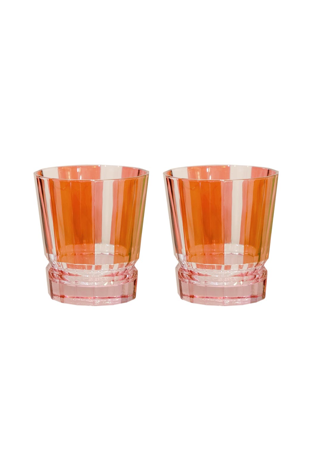 Striped Pink To Red Set Of Two Small Duccio Tumbler With Base