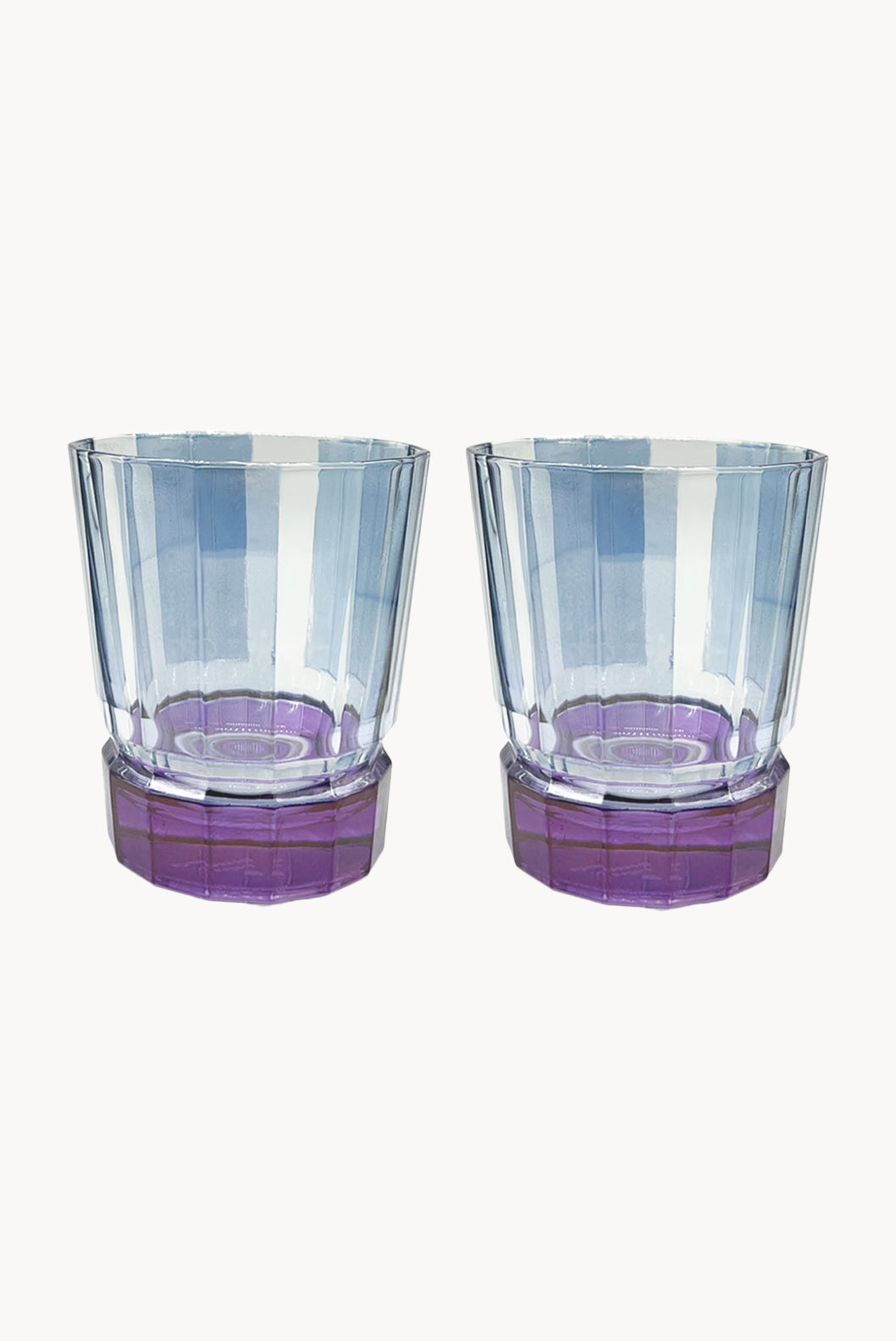 Striped Blue Set Of Two Small Duccio Tumbler With Purple Base