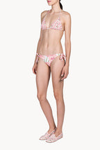 Bikini a triangolo e slip con papaveri rosa doppio strato