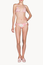 Bikini a triangolo e slip con papaveri rosa doppio strato