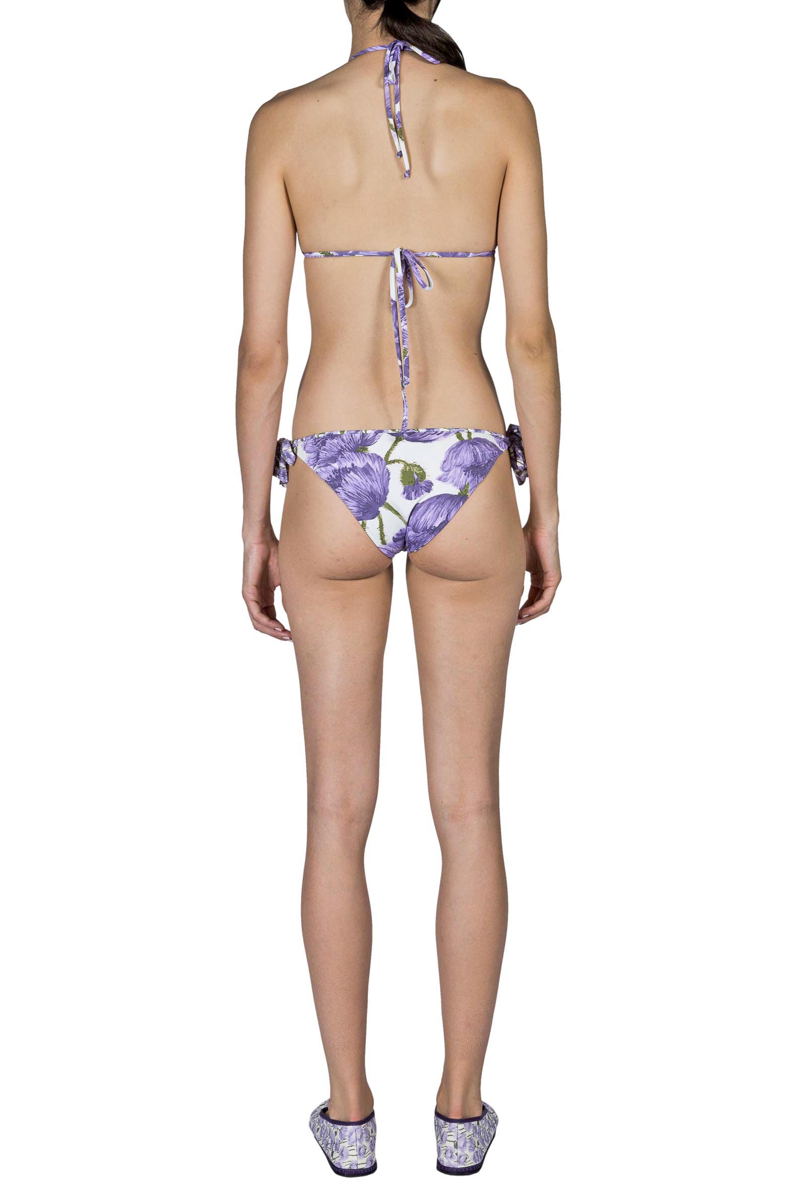 Bikini a triangolo e slip con papaveri lilla doppio strato