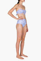 Band And High Waist Slip Bikini Lilac Roses