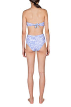 Bikini a fascia e slip a vita alta con rose lilla