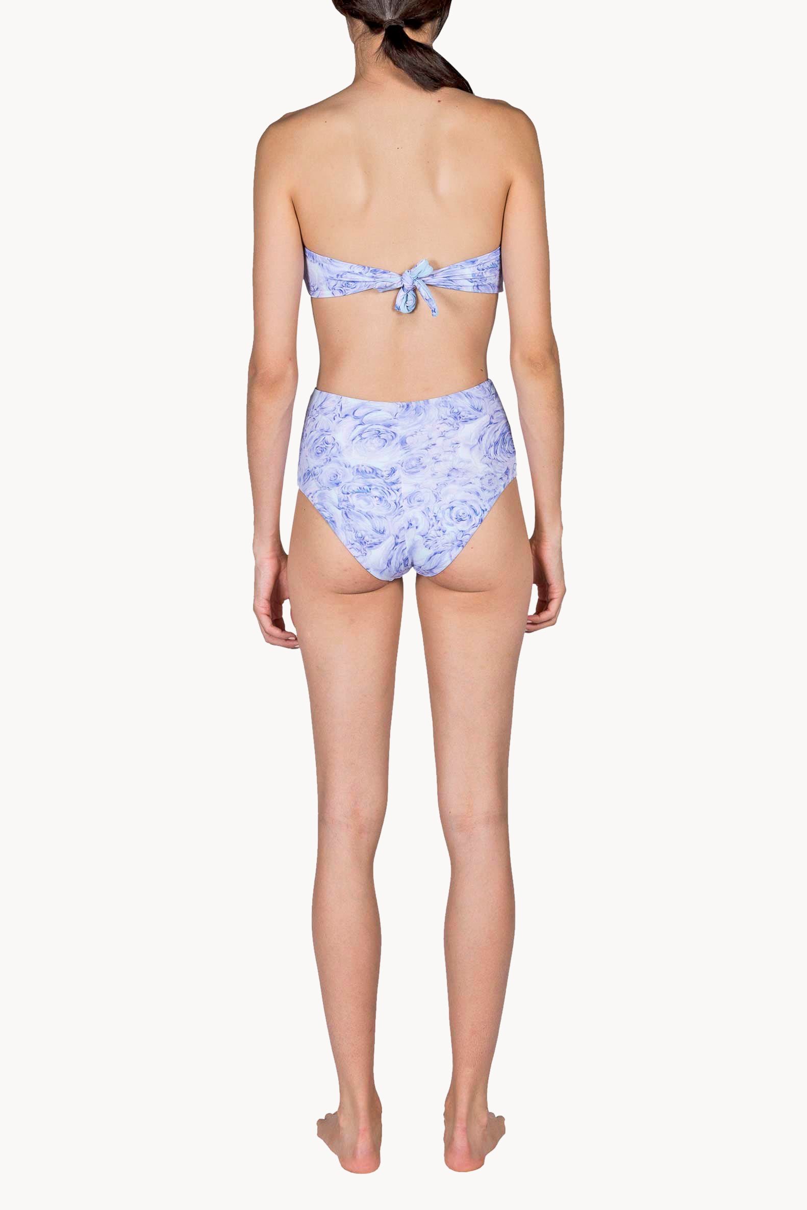 Band And High Waist Slip Bikini Lilac Roses