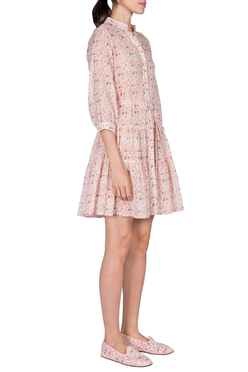 Pink Poppies mini cotton dress