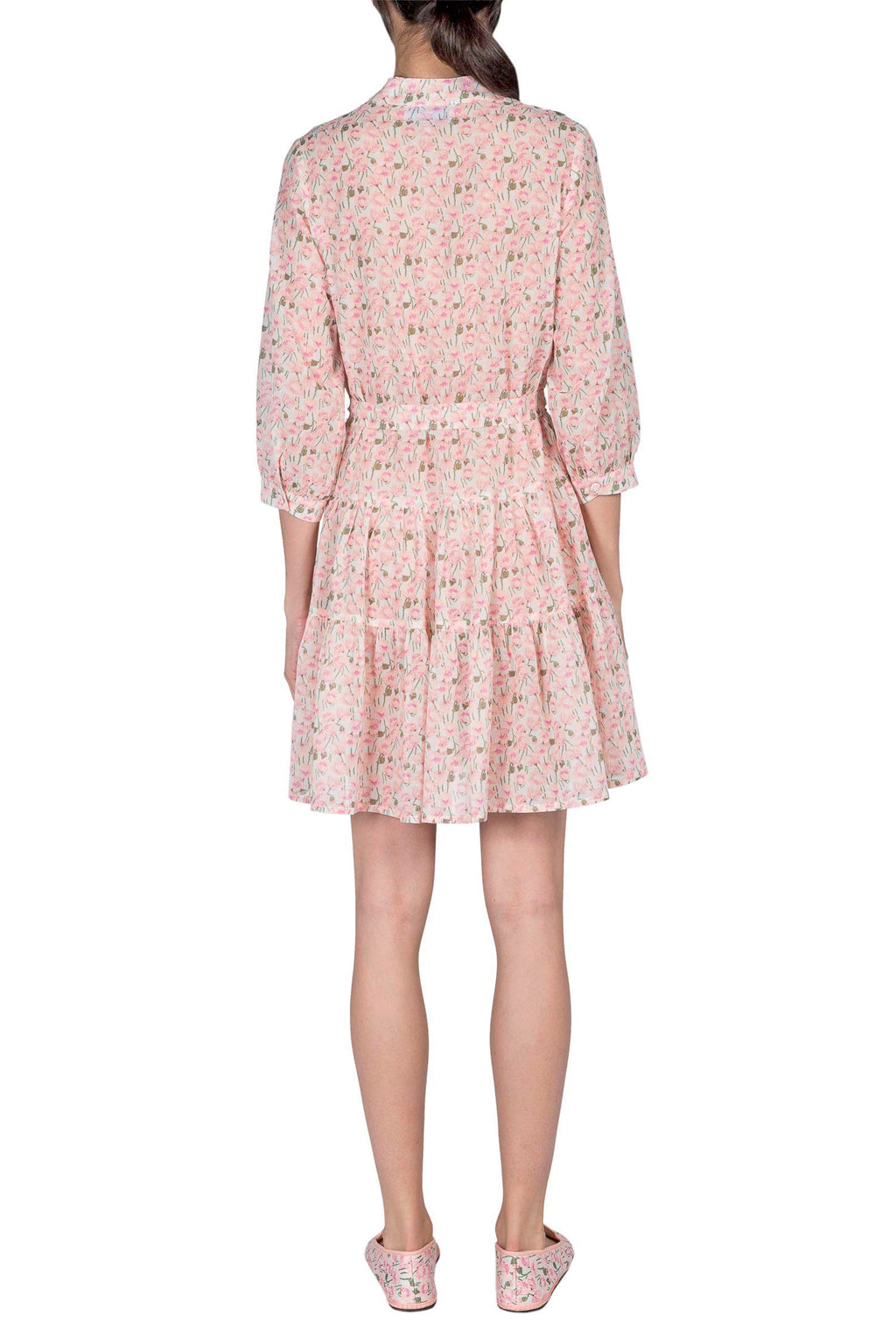 Pink Poppies mini cotton dress