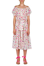 Abito midi di cotone stampato con fiori