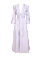 Vestito Luisa in cotone elasticizzato a righe lilla/bianco