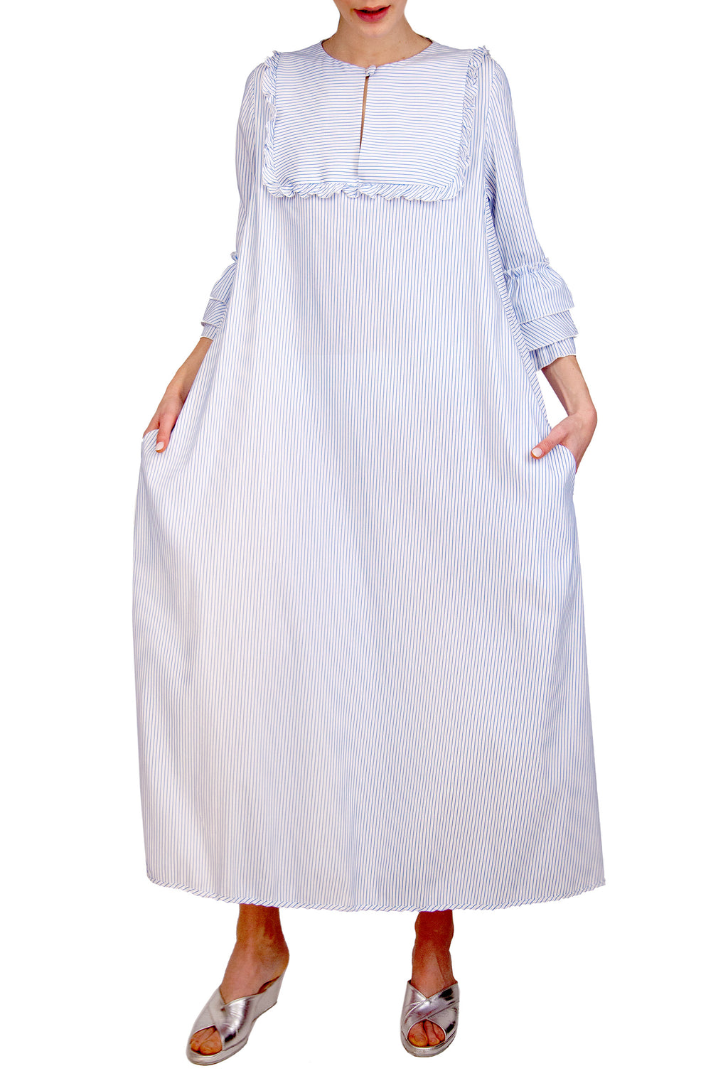 Caftano a righe blu/bianco