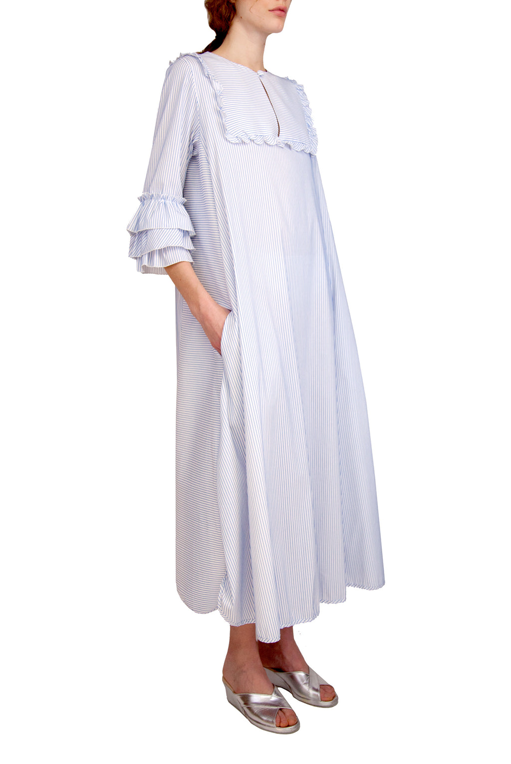 Caftano a righe blu/bianco