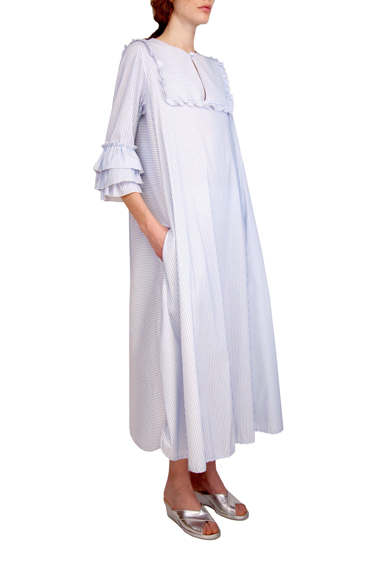 Caftano a righe blu/bianco