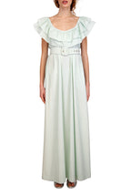 Vestito a righe verde/bianco con volant
