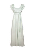 Vestito a righe verde/bianco con volant