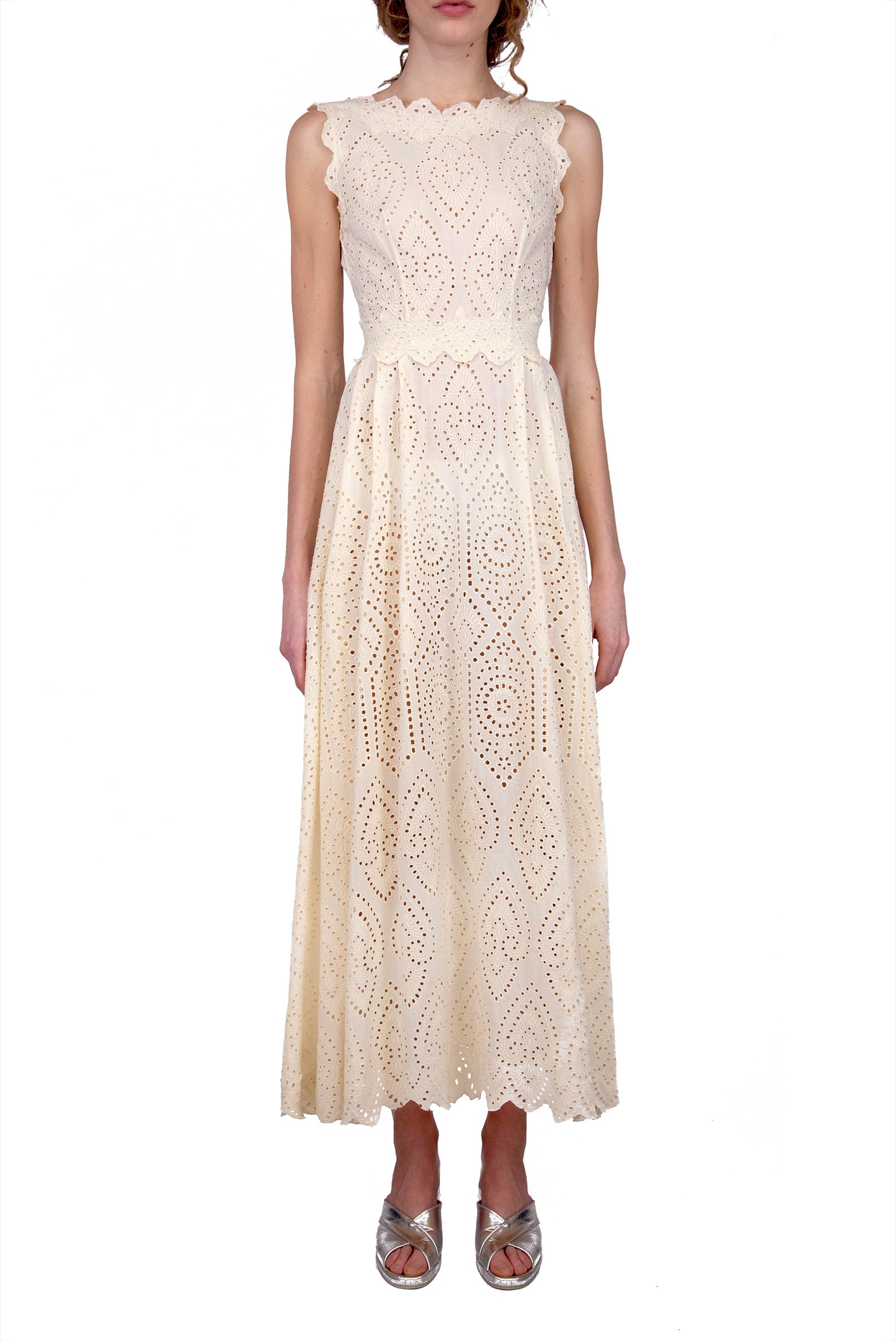 Vestito in broderie anglaise giallo chiaro in cotone