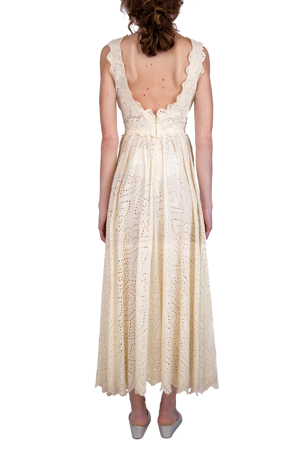 Broderie-Cotton Light Yellow Eyelet Dress