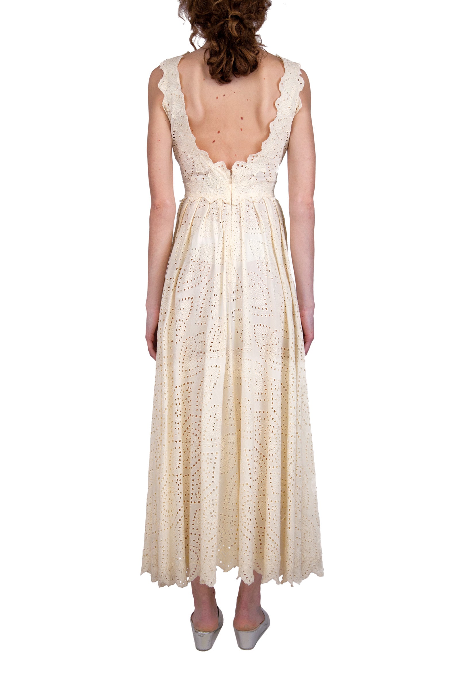 Broderie-Cotton Light Yellow Eyelet Dress