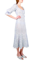 Bell Sleeves Broderie-Cotton Liliac Eyelet Dress