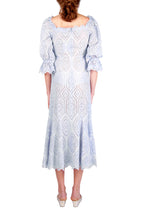 Bell Sleeves Broderie-Cotton Liliac Eyelet Dress
