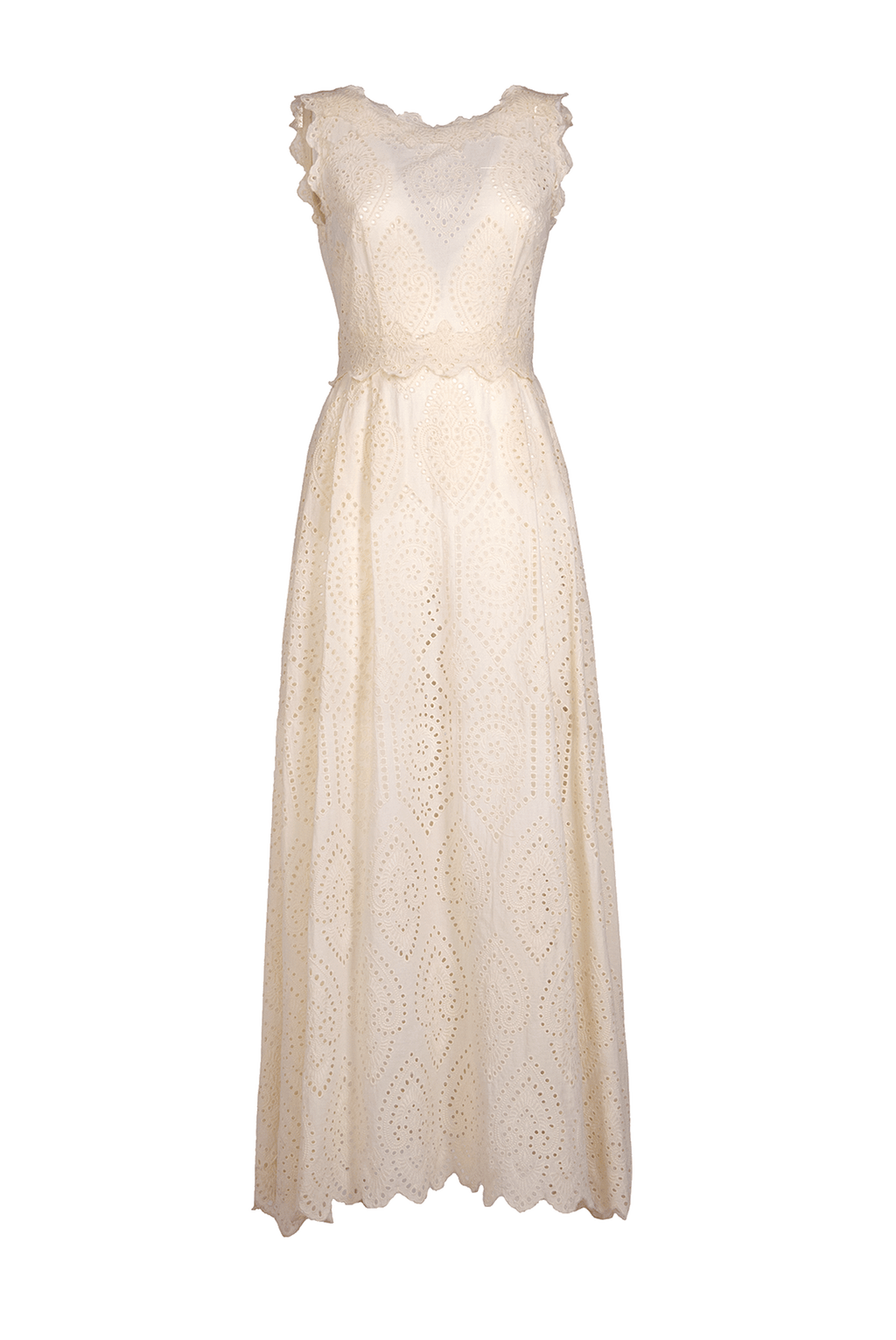 Broderie-Cotton Light Yellow Eyelet Dress