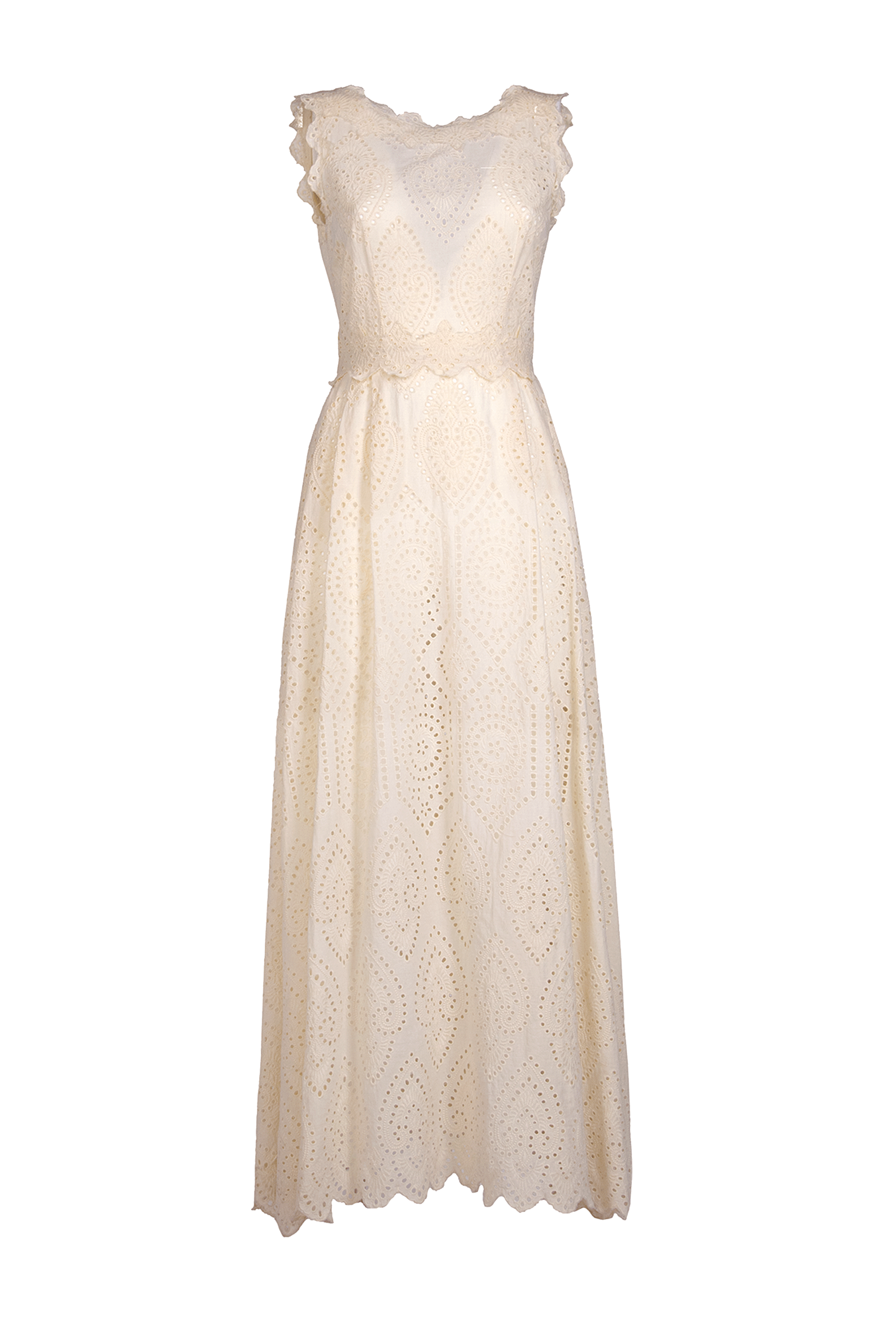 Vestito in broderie anglaise giallo chiaro in cotone