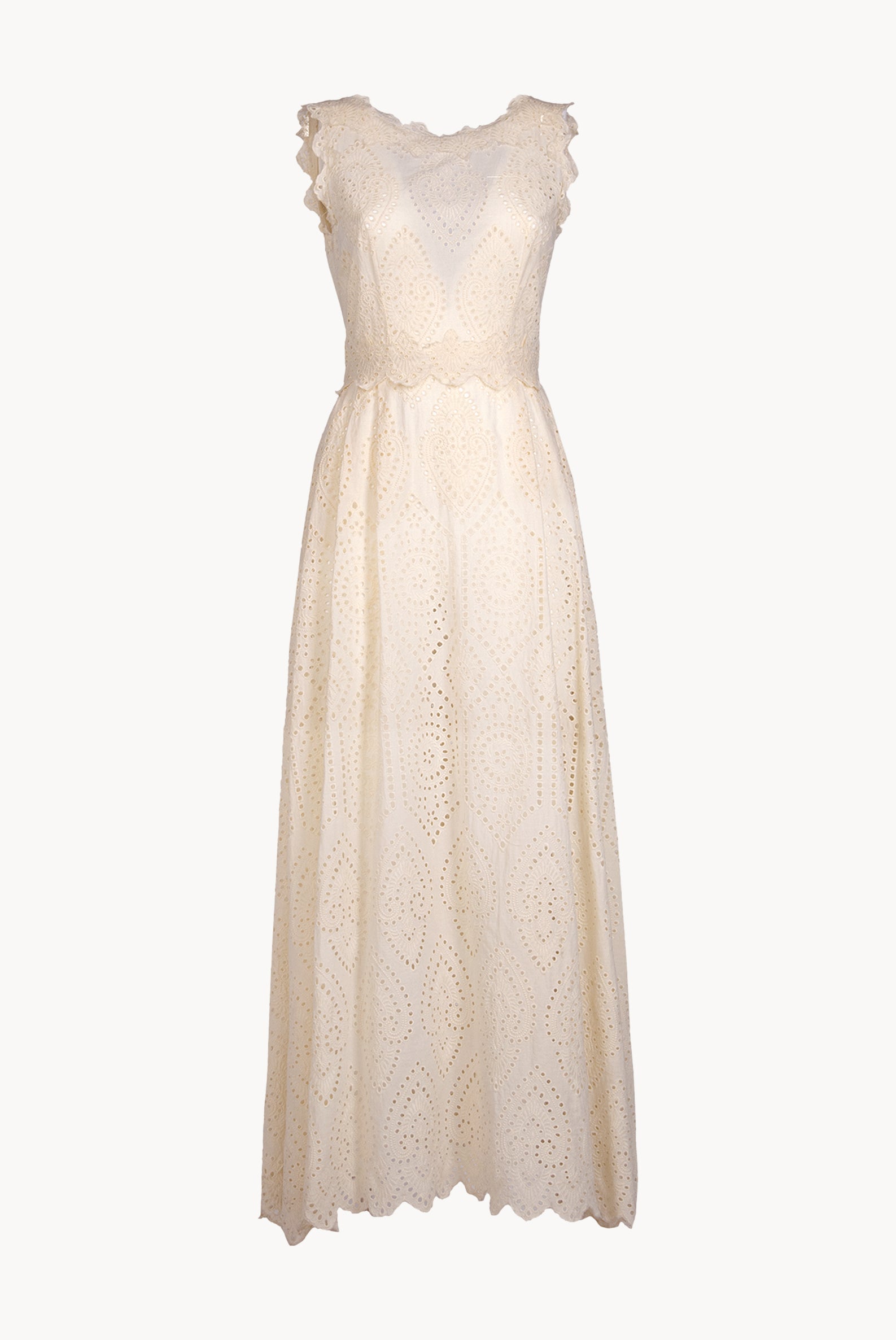 Vestito in broderie anglaise giallo chiaro in cotone
