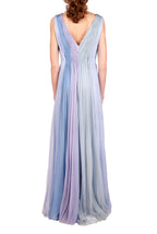 Abito maxi in chiffon multicolore blu