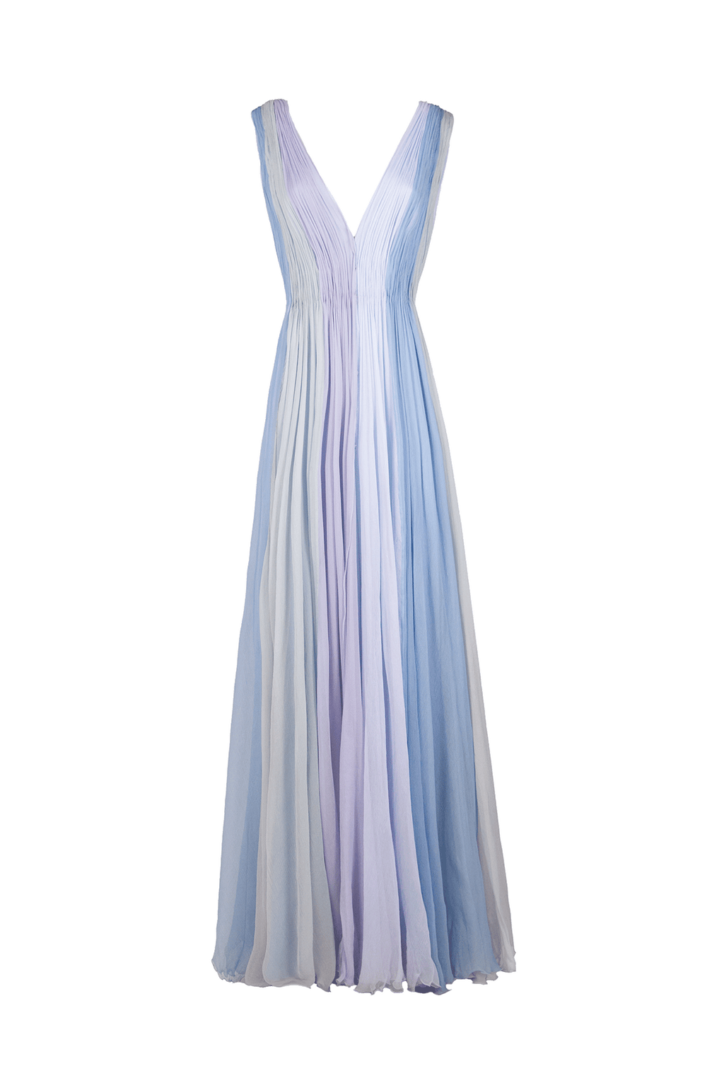 Abito maxi in chiffon multicolore blu