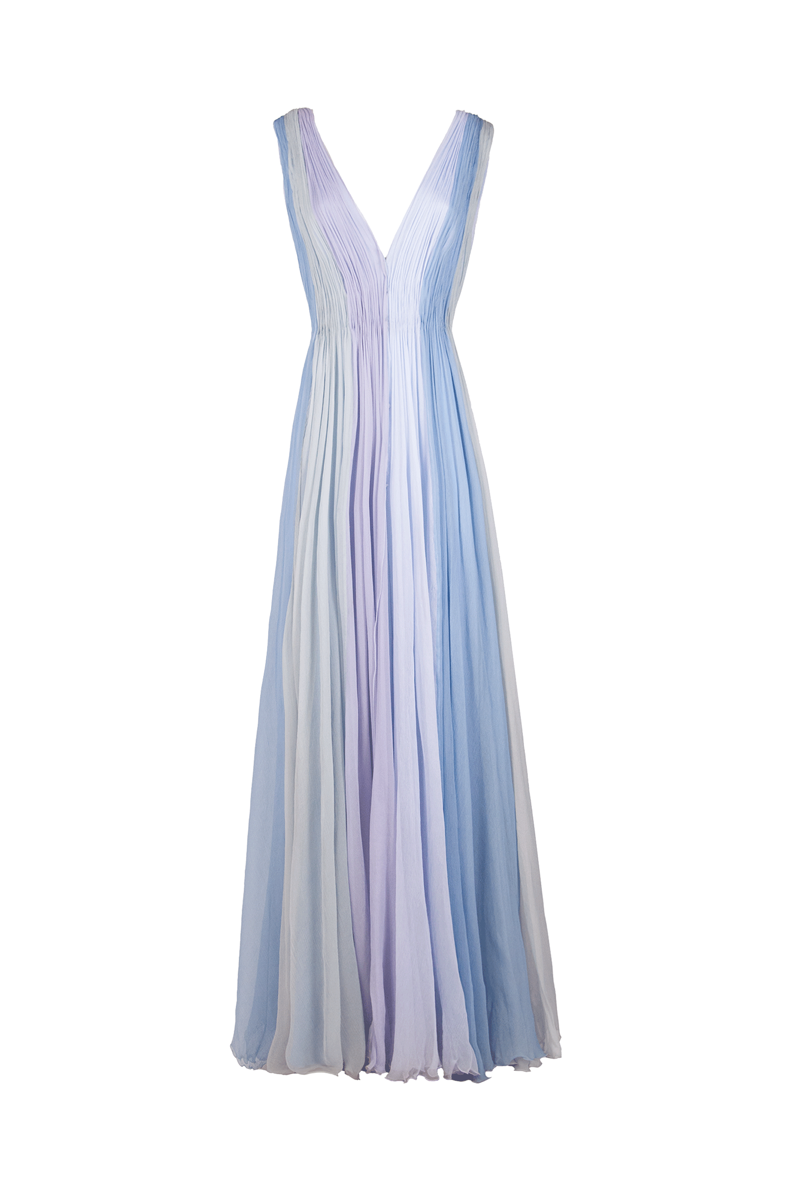 Abito maxi in chiffon multicolore blu