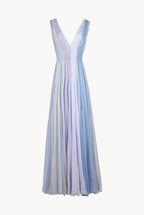 Abito maxi in chiffon multicolore blu