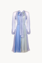 Abito corto in chiffon a tre colori con fiocco