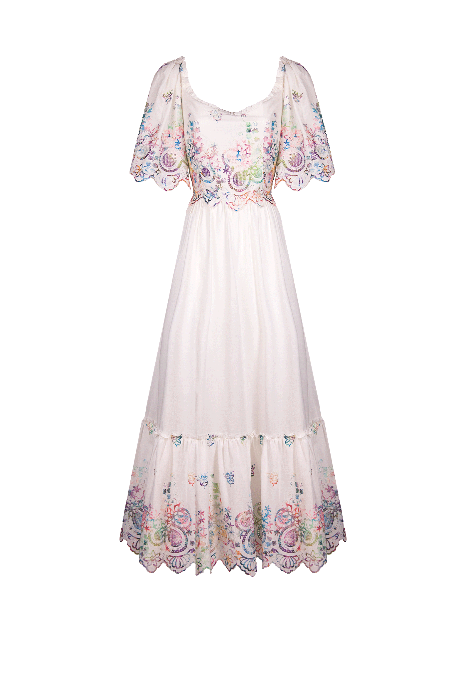 Vestito bianco in cotone ricamato