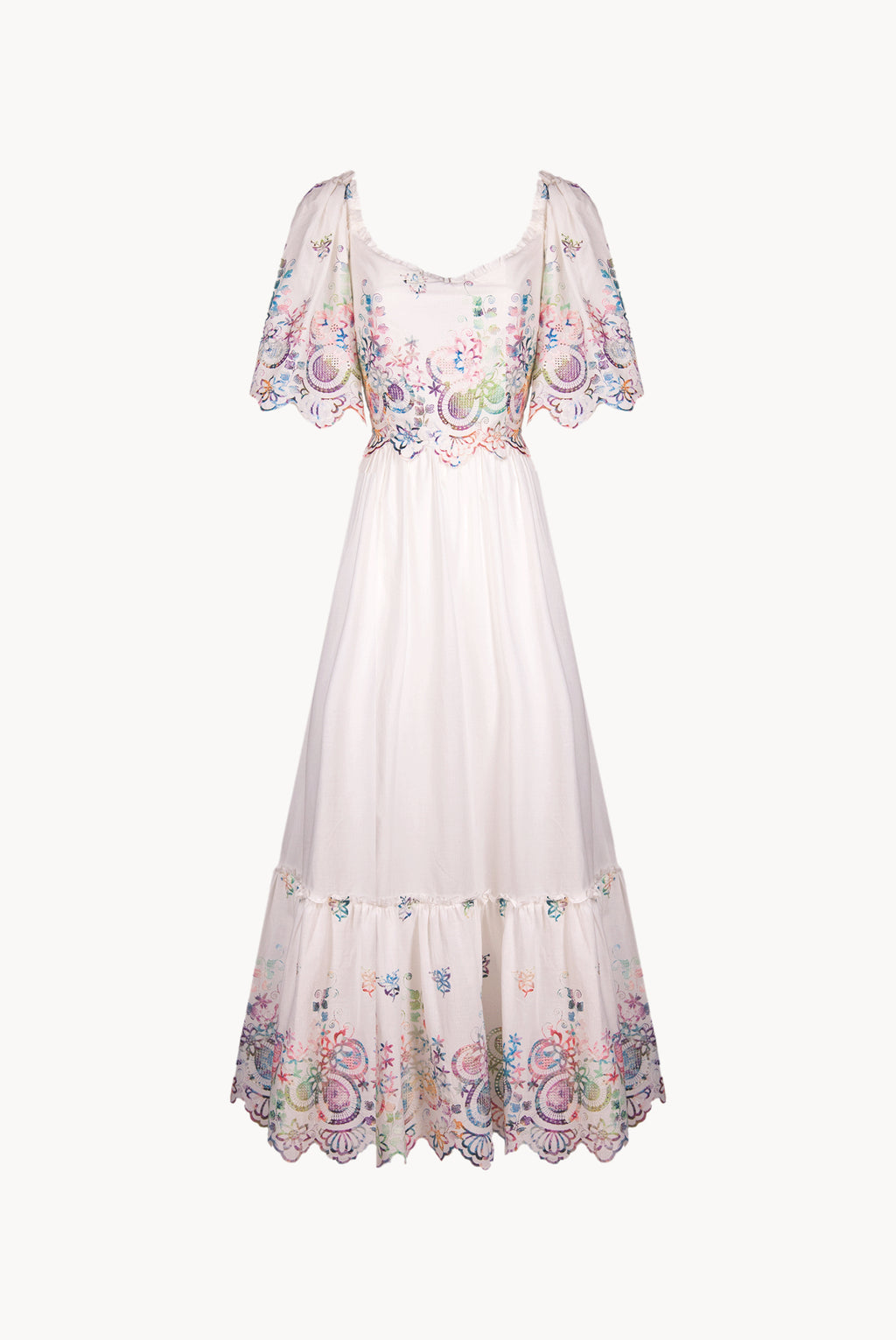 Vestito bianco in cotone ricamato