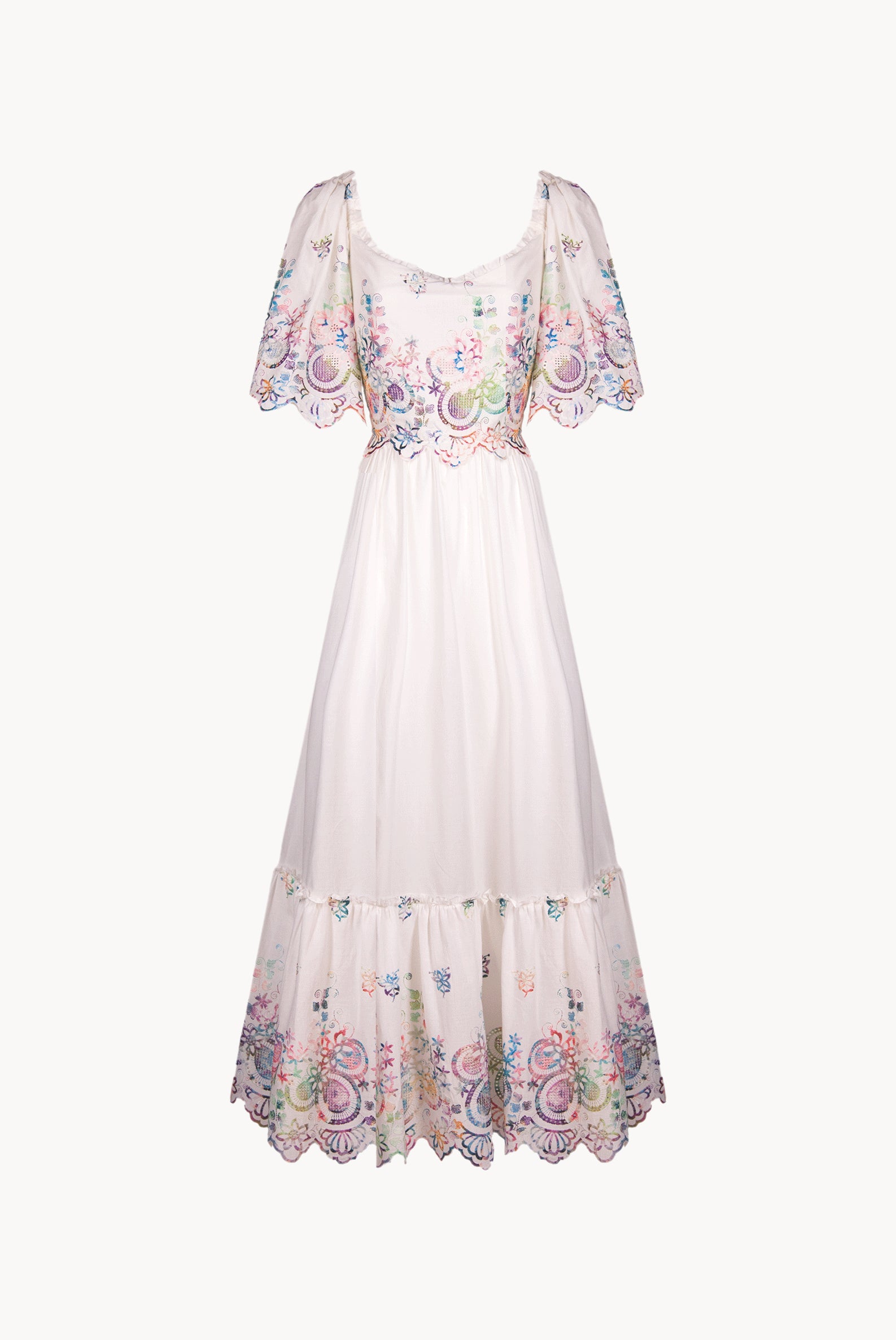Vestito bianco in cotone ricamato