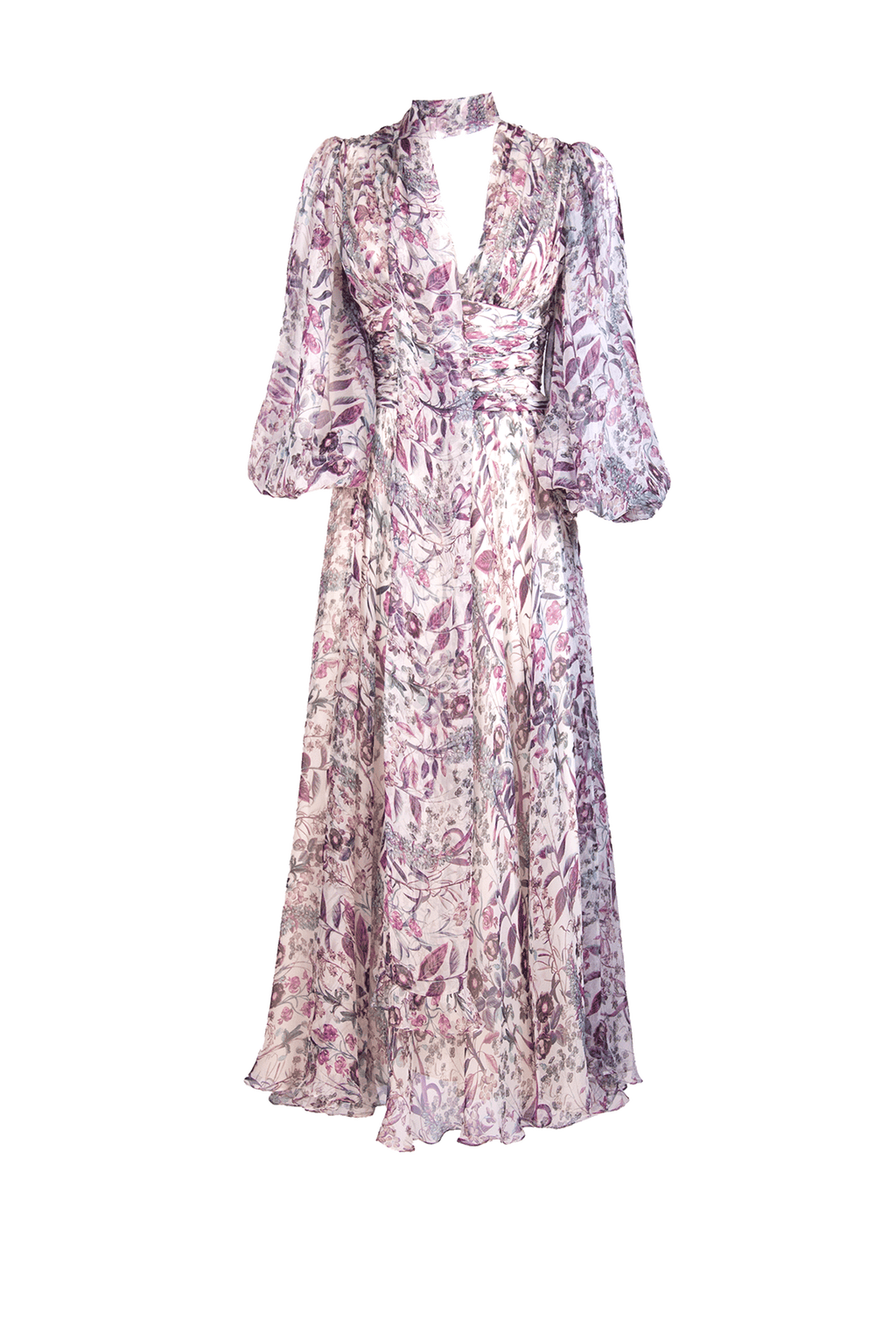 Abito in chiffon di seta stampato floreale