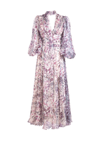 Abito in chiffon di seta stampato floreale