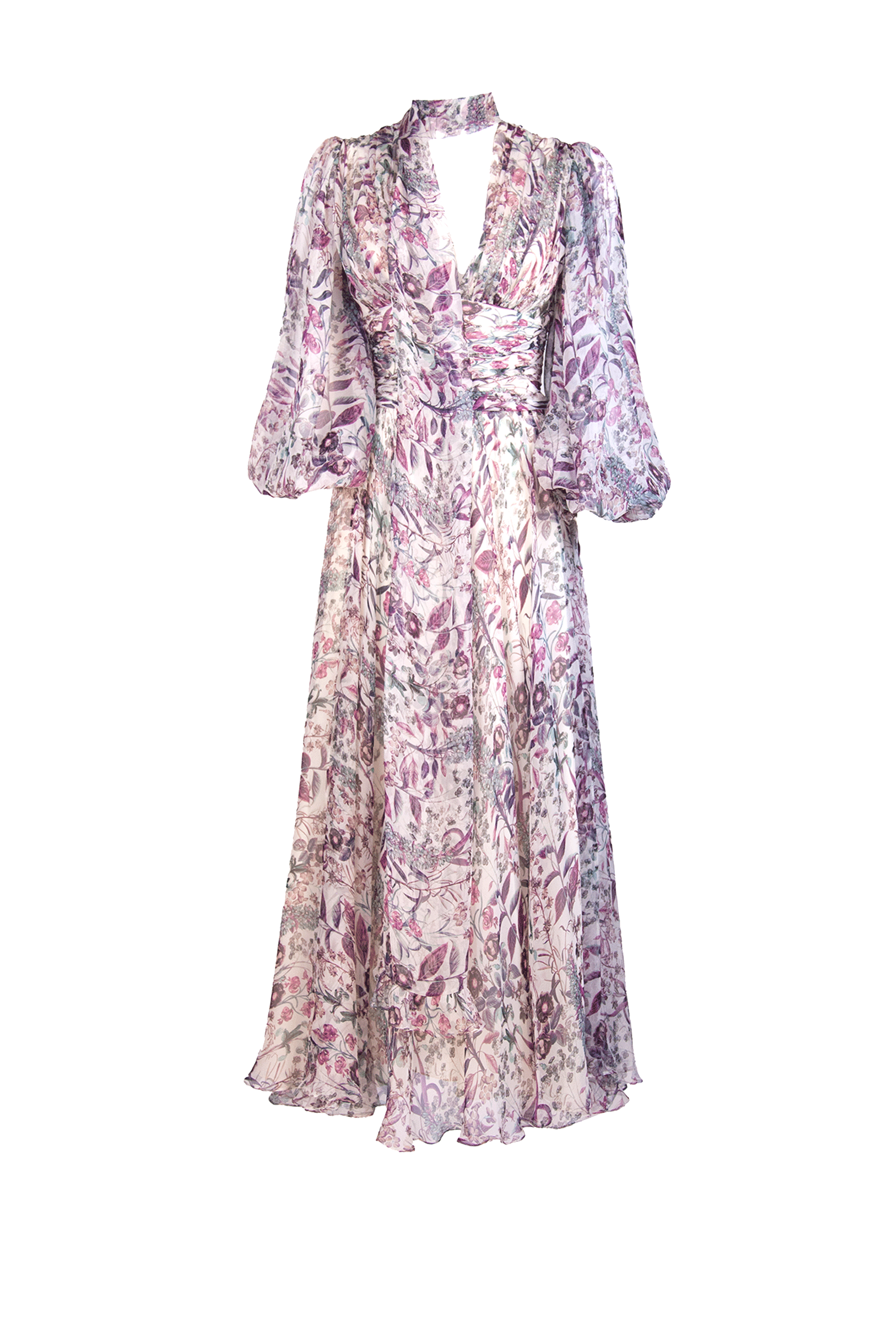 Abito in chiffon di seta stampato floreale