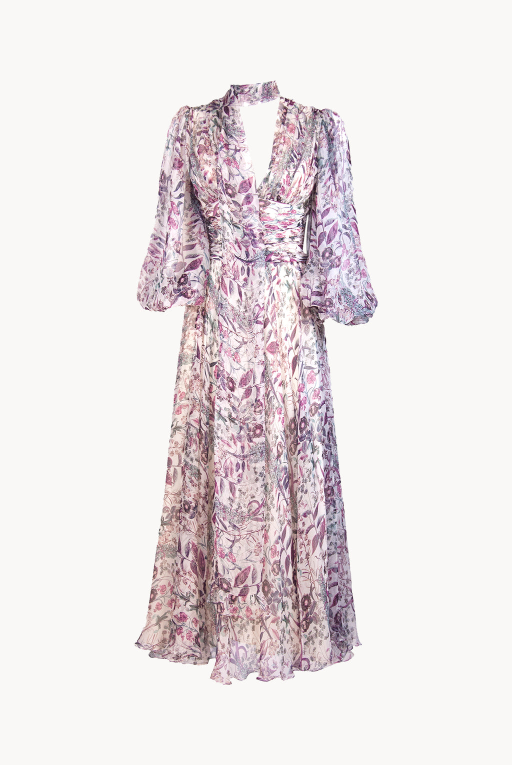 Abito in chiffon di seta stampato floreale