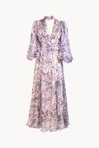 Abito in chiffon di seta stampato floreale