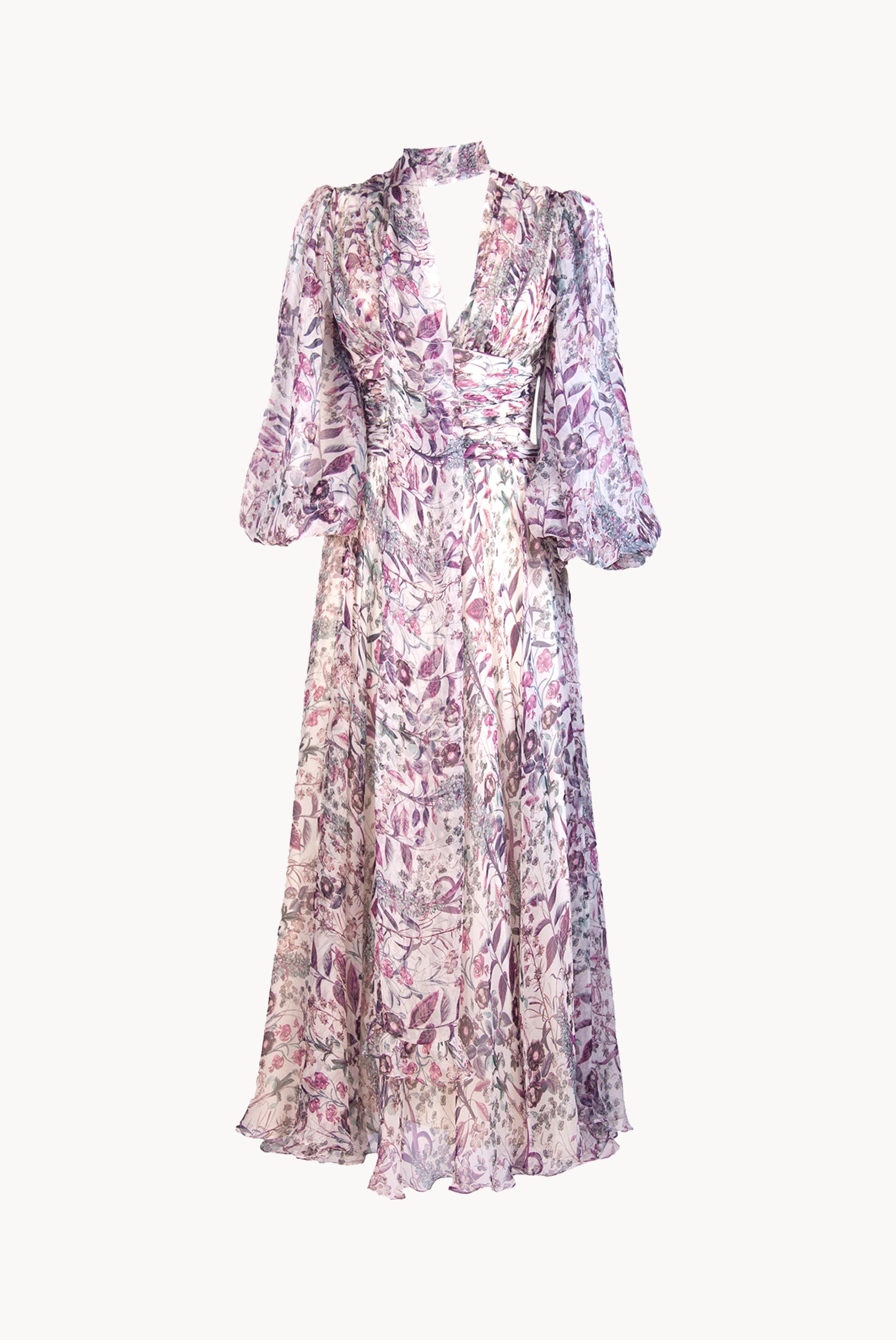 Abito in chiffon di seta stampato floreale