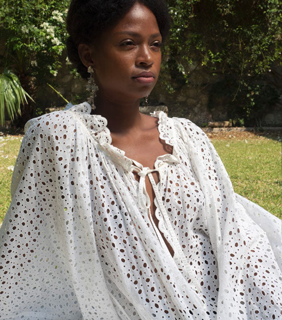Broderie-Cotton Midi Maxi Dress