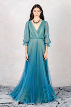 Abito maxi in tulle plissettato