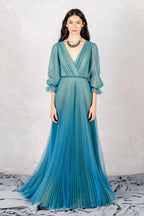 Abito maxi in tulle plissettato