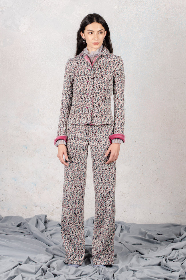 Giacca in jacquard micro floreale