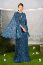 Vestito lungo plissettato con micro fiori