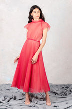 Abito midi in tulle plissettato