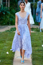 Asymmetric Embroidered Eyelet Cotton Midi Dress