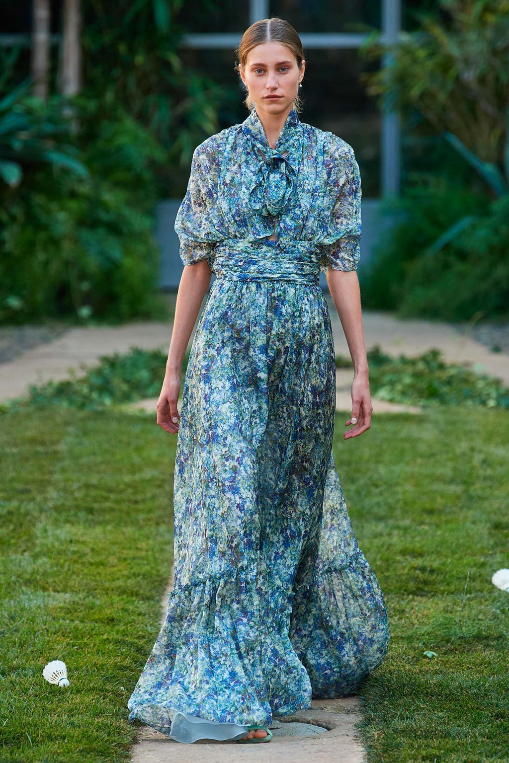 Vestito maxi in chiffon stampato